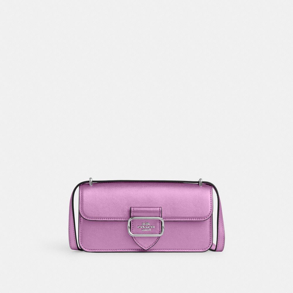 COACH®,MORGAN CROSSBODY,PITONE LUCIDO,Argent/Lilas métallique,Front View