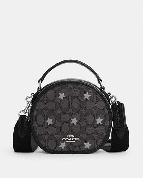 COACH®,CANTEEN CROSSBODY IN SIGNATURE JACQUARD WITH STAR EMBROIDERY,Jacquard,Small,Silver/Smoke/Black Multi,Front View