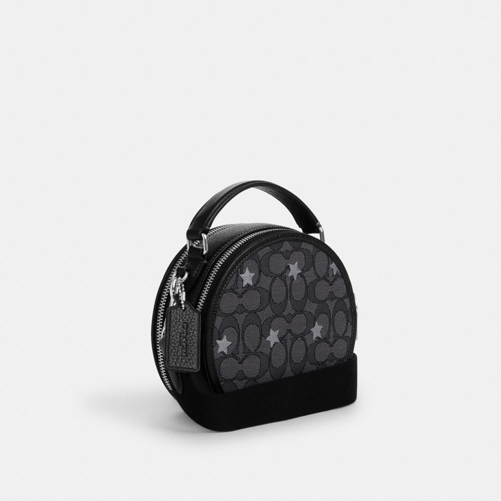 COACH®,CANTEEN CROSSBODY BAG IN SIGNATURE JACQUARD WITH STAR EMBROIDERY,Small,Silver/Smoke/Black Multi,Angle View