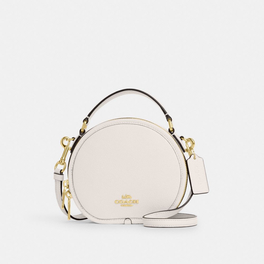 COACH®,CANTEEN CROSSBODY BAG,Pebbled Leather,Small,Gold/Chalk,Front View
