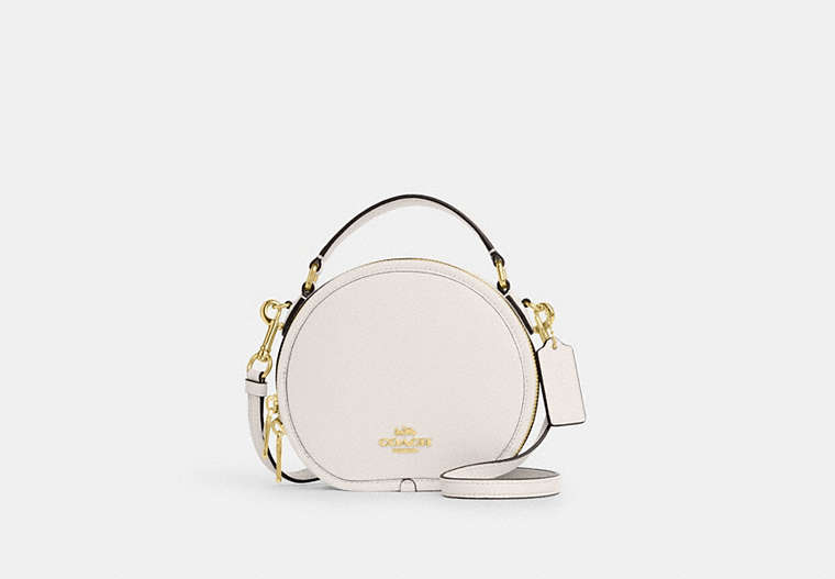 COACH®,CANTEEN CROSSBODY,Pebbled Leather,Small,Gold/Chalk,Front View