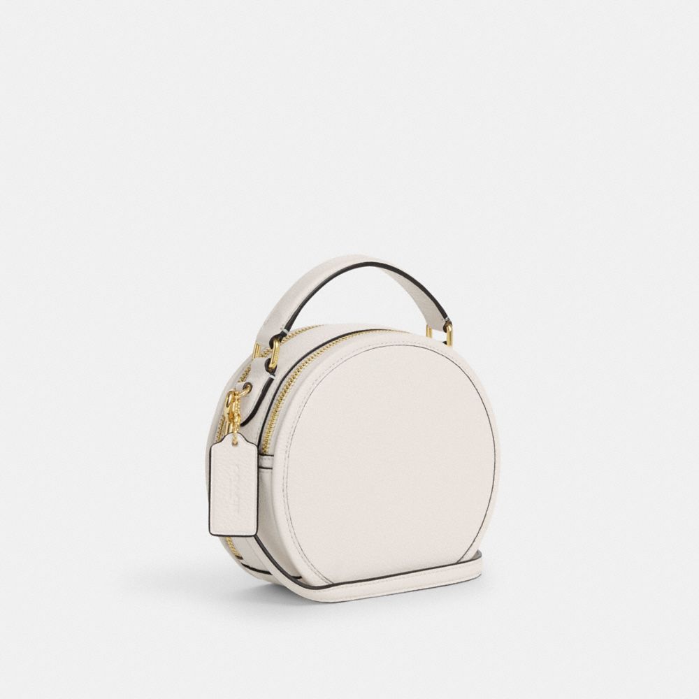 COACH®,CANTEEN CROSSBODY BAG,Pebbled Leather,Small,Gold/Chalk,Angle View