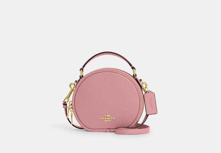 COACH®,CANTEEN CROSSBODY,Pebbled Leather,Small,Gold/True Pink,Front View