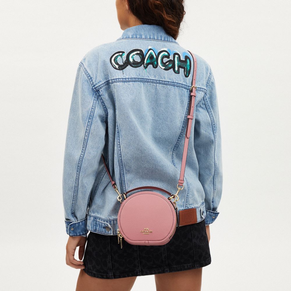 COACH®,Canteen Crossbody Bag,Leather,Crossbody,Belt,Gold Metal,Day Party,Pink,Detail View