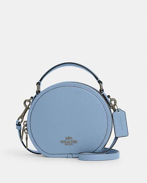 COACH®,CANTEEN CROSSBODY,Pebbled Leather,Small,Gunmetal/Cornflower,Front View