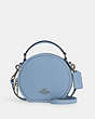 COACH®,CANTEEN CROSSBODY BAG,Pebbled Leather,Small,Gunmetal/Cornflower,Front View