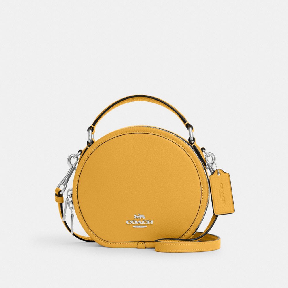 COACH®,Canteen Crossbody Bag,Leather,Crossbody,Belt,Gold Metal,Day Party,Yellow,Front View