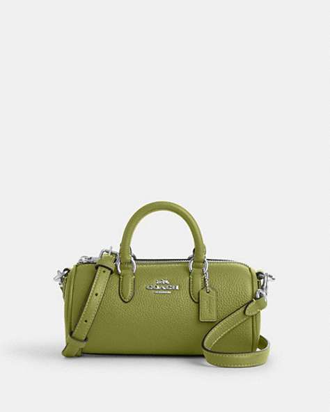 COACH®,LACEY CROSSBODY,Pebbled Leather,Small,Silver/Yellow Green,Front View