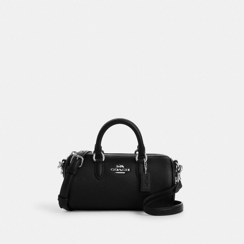 COACH®,PORTÉ-CROISÉ LACEY,Cuir galet,Argent/Noir,Front View