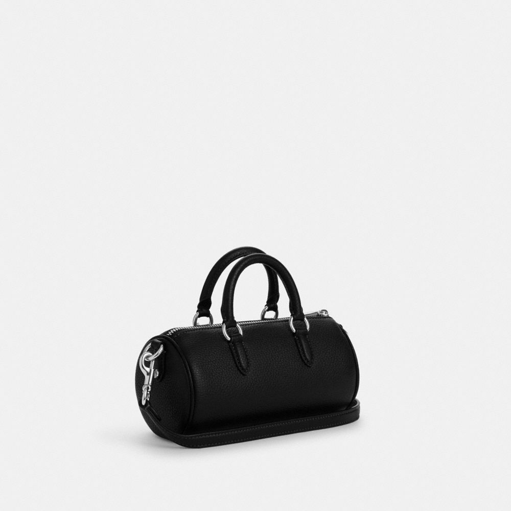 COACH®,Lacey Crossbody,Leather,Crossbody,Belt,Silver Metal,Day Party,Black,Angle View