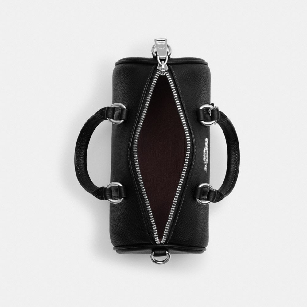 COACH®,Lacey Crossbody,Leather,Crossbody,Belt,Silver Metal,Day Party,Black,Inside View,Top View