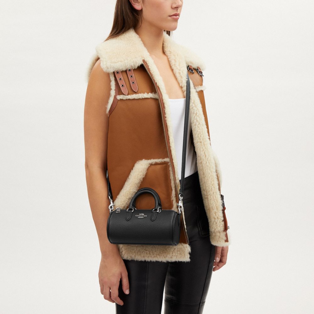 COACH®,Lacey Crossbody,Leather,Crossbody,Belt,Silver Metal,Day Party,Black,Detail View