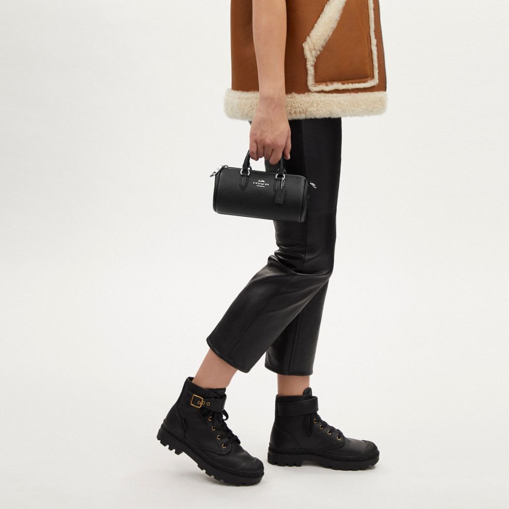 COACH®,Lacey Crossbody,Leather,Crossbody,Belt,Silver Metal,Day Party,Black,Detail View