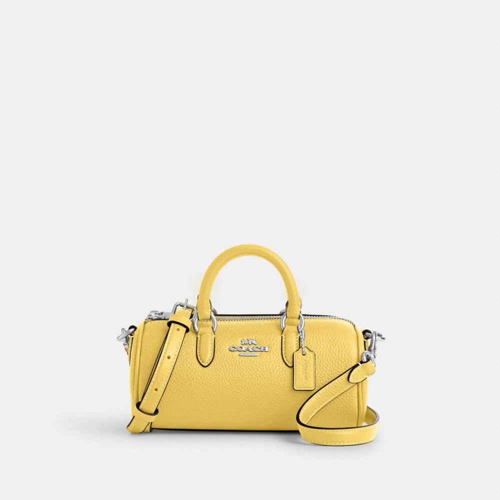 COACH®,LACEY CROSSBODY,Pebbled Leather,Small,Silver/Retro Yellow,Front View