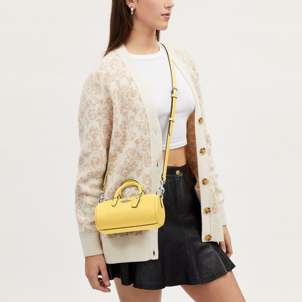 COACH®,Lacey Crossbody,Leather,Crossbody,Belt,Silver Metal,Day Party,Yellow,Detail View