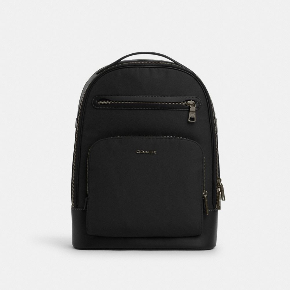 COACH®,ETHAN BACKPACK,Canvas,X-Large,Gunmetal/Black,Front View image number 0