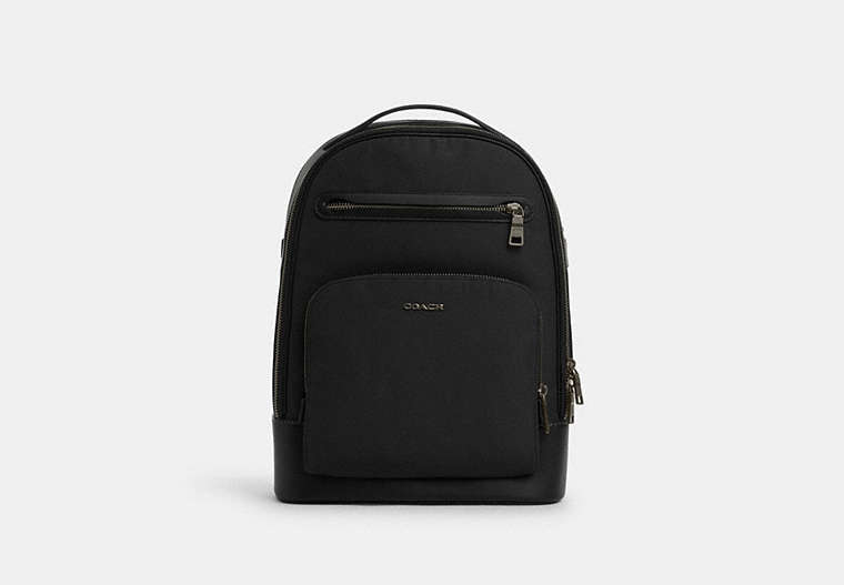 COACH®,ETHAN BACKPACK,mixedmaterial,X-Large,Gunmetal/Black,Front View image number 0
