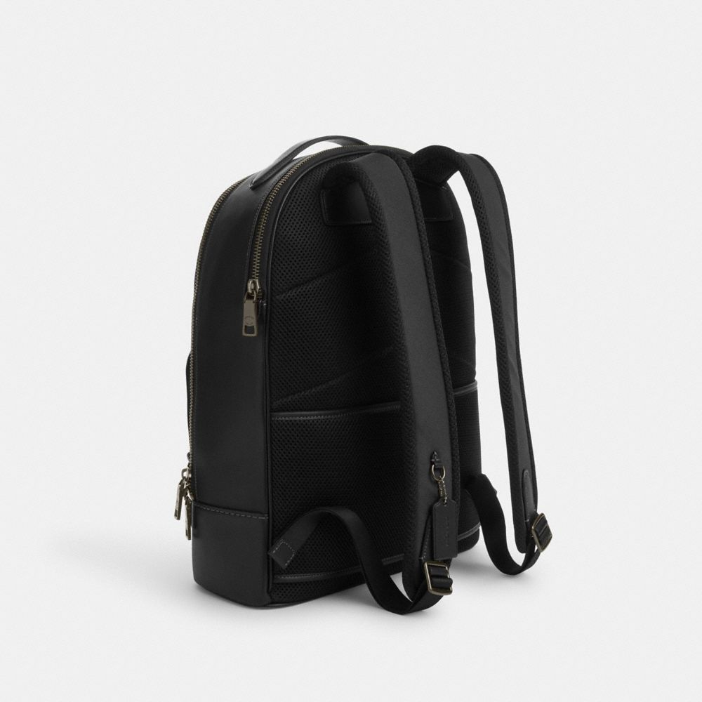 COACH®,Ethan Backpack,Calfskin Leather,Canvas,Backpack,Logo,Color Block,Pen Holder,Casual,,Angle View