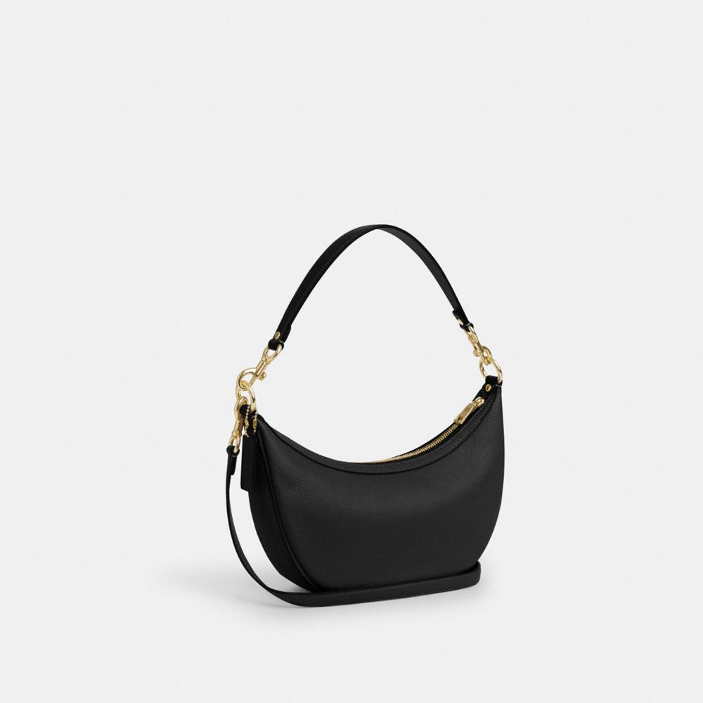 COACH®,ARIA SHOULDER BAG,Pebbled Leather,Medium,Gold/Black,Angle View