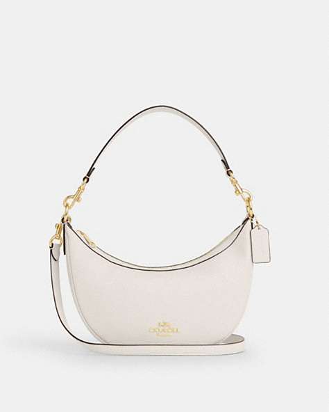 COACH®,ARIA SHOULDER BAG,Pebbled Leather,Gold/Chalk,Front View