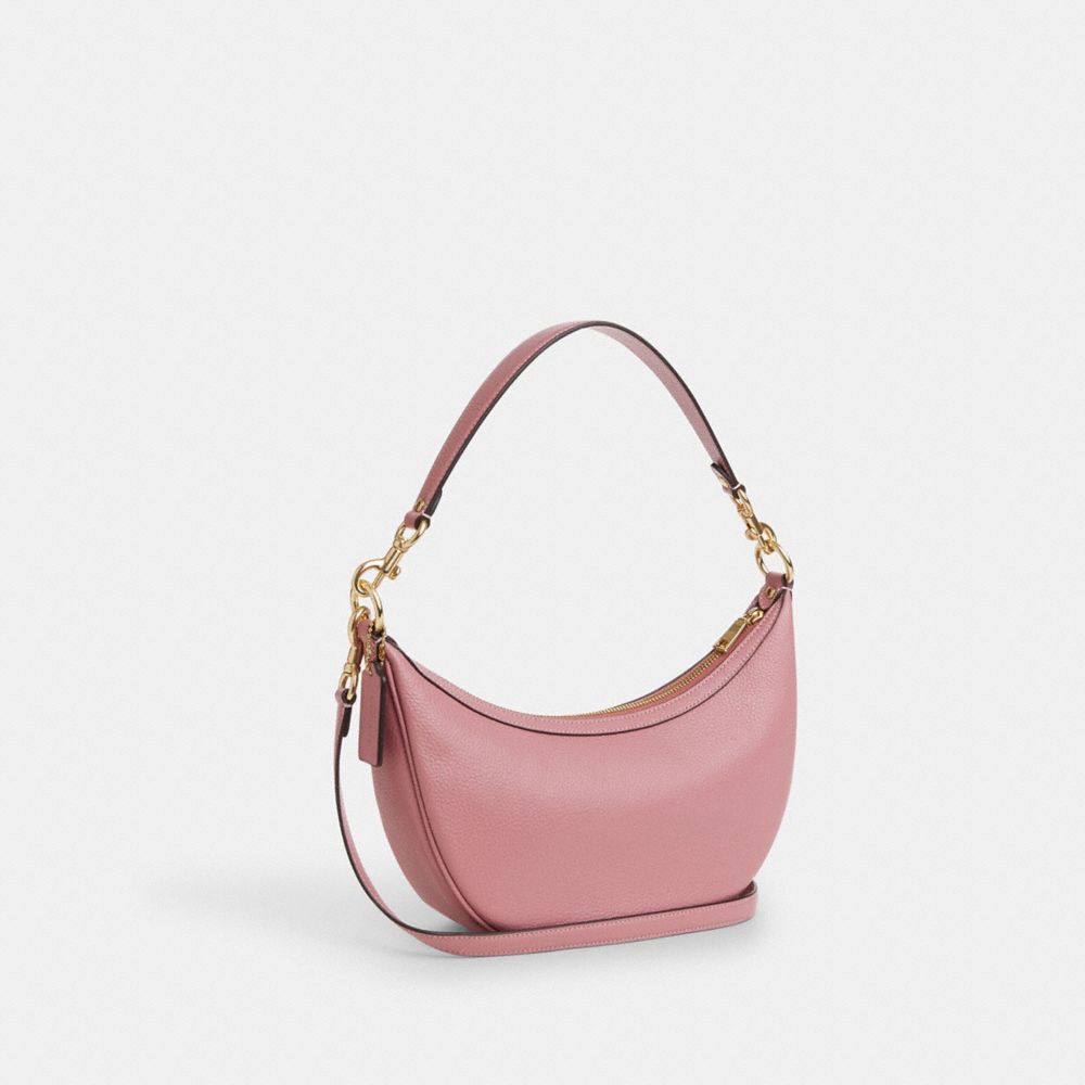 COACH®,ARIA SHOULDER BAG,Pebbled Leather,Medium,Gold/True Pink,Angle View