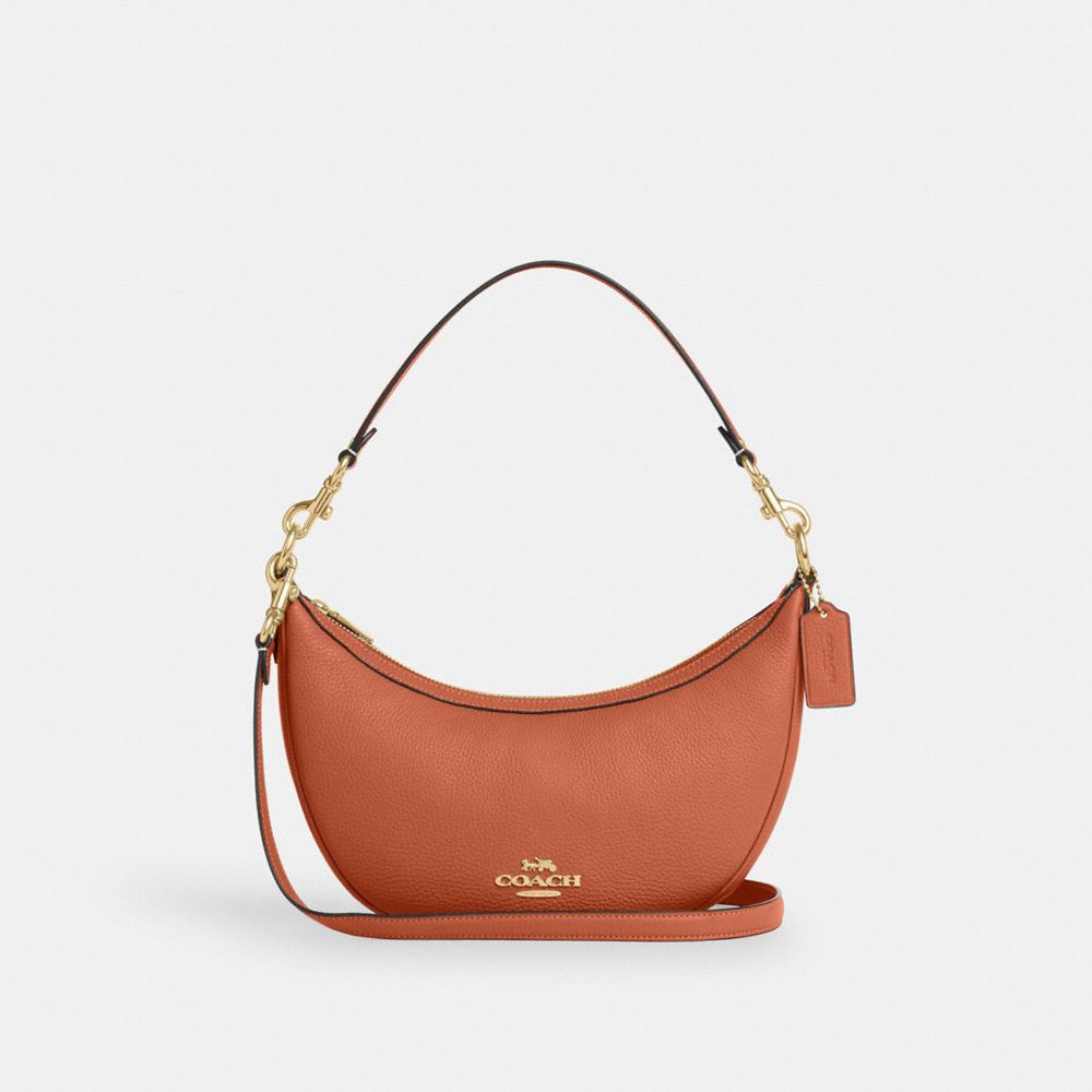 COACH®,ARIA SHOULDER BAG,Pebbled Leather,Medium,Im/Sunset,Front View image number 0