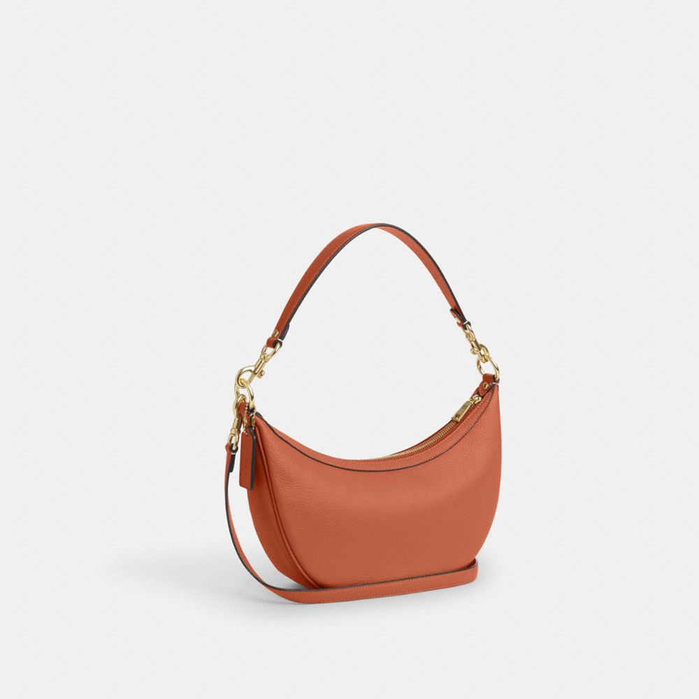 COACH®,Aria Shoulder Bag,Leather,Shoulder Bag,Gold Metal,Casual,Brown,Angle View