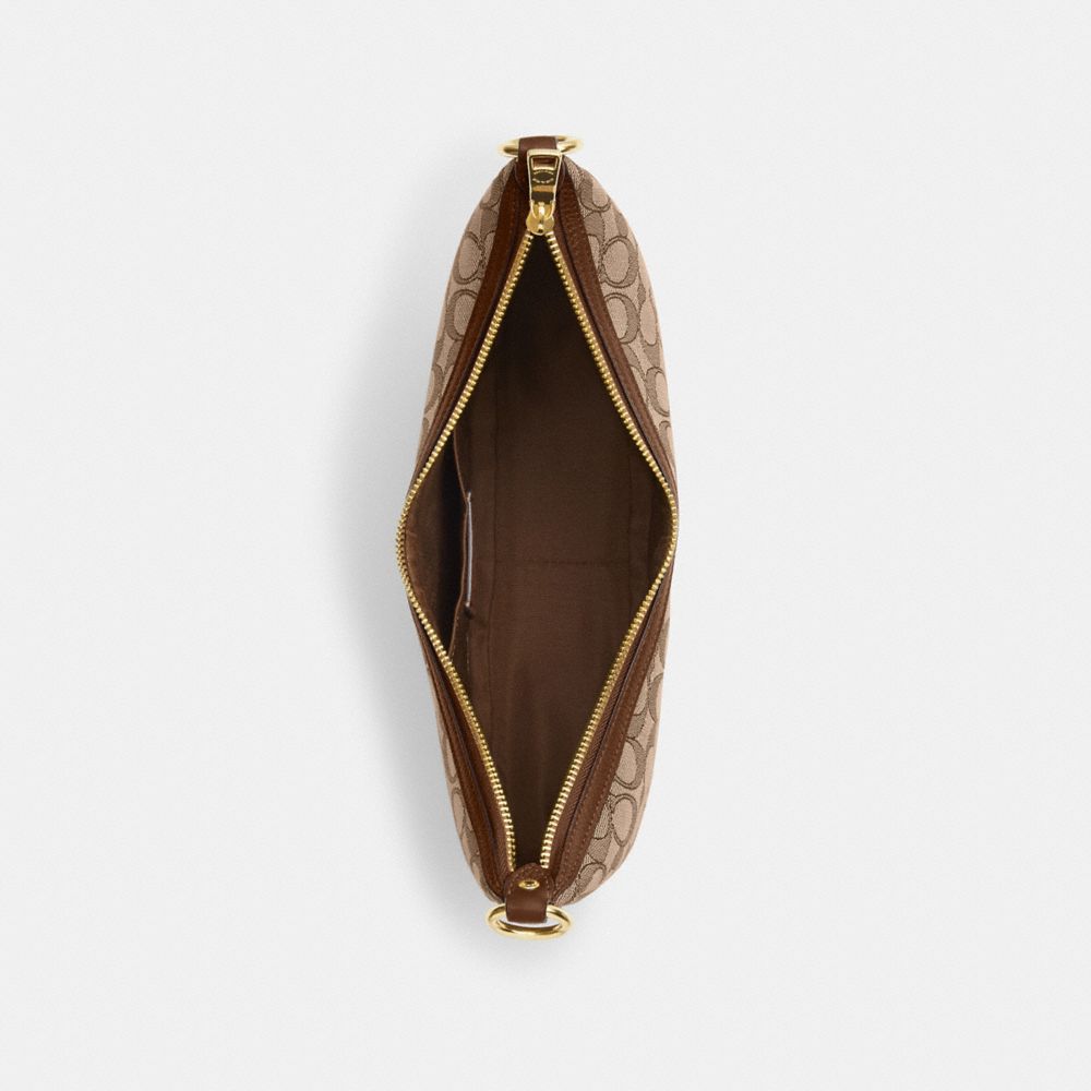 COACH®,ARIA SHOULDER BAG IN SIGNATURE JACQUARD,Non Leather,Medium,Im/Khaki/Saddle Multi,Inside View,Top View