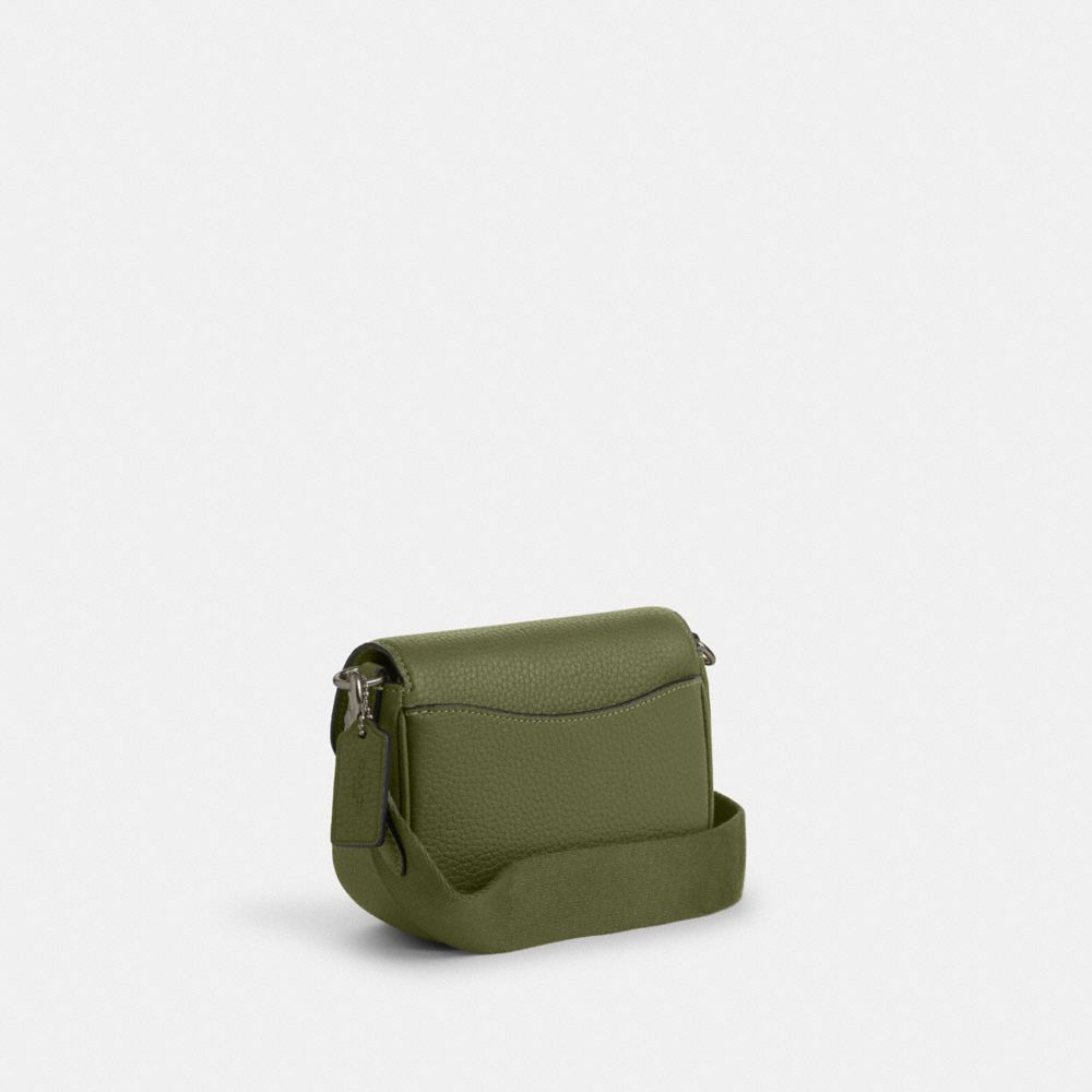 COACH®,Amelia Small Saddle Bag,Leather,Saddle Bag,Logo,Casual,Olive,Angle View