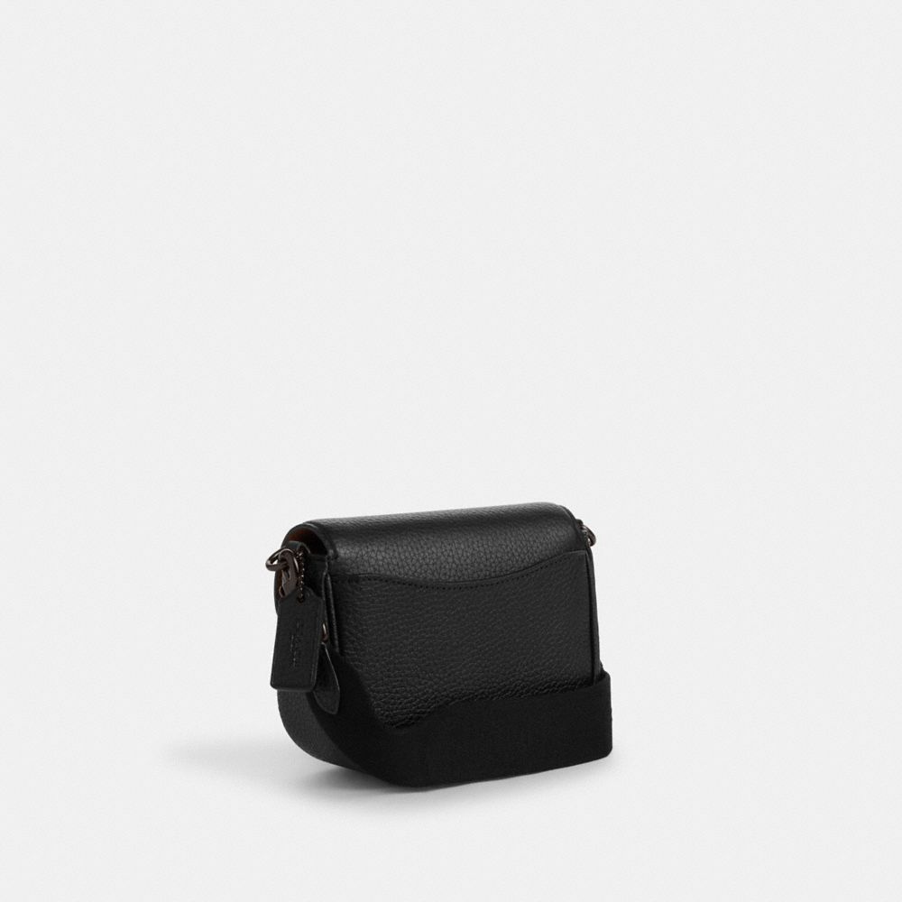 COACH®,AMELIA SMALL SADDLE BAG,Pebbled Leather,Mini,Black Copper/Black,Angle View