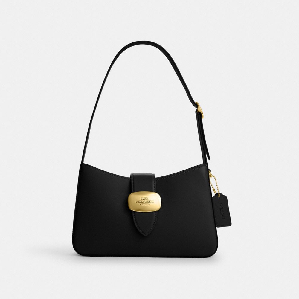 COACH®,ELIZA SHOULDER BAG,Smooth Leather,Medium,Gold/Black,Front View