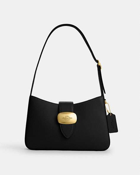 COACH®,ELIZA SHOULDER BAG,Smooth Leather,Medium,Gold/Black,Front View