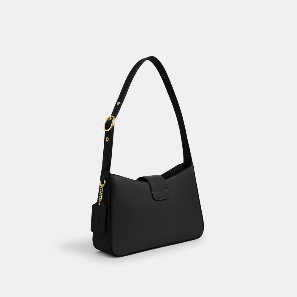 COACH®,ELIZA SHOULDER BAG,Smooth Leather,Medium,Gold/Black,Angle View