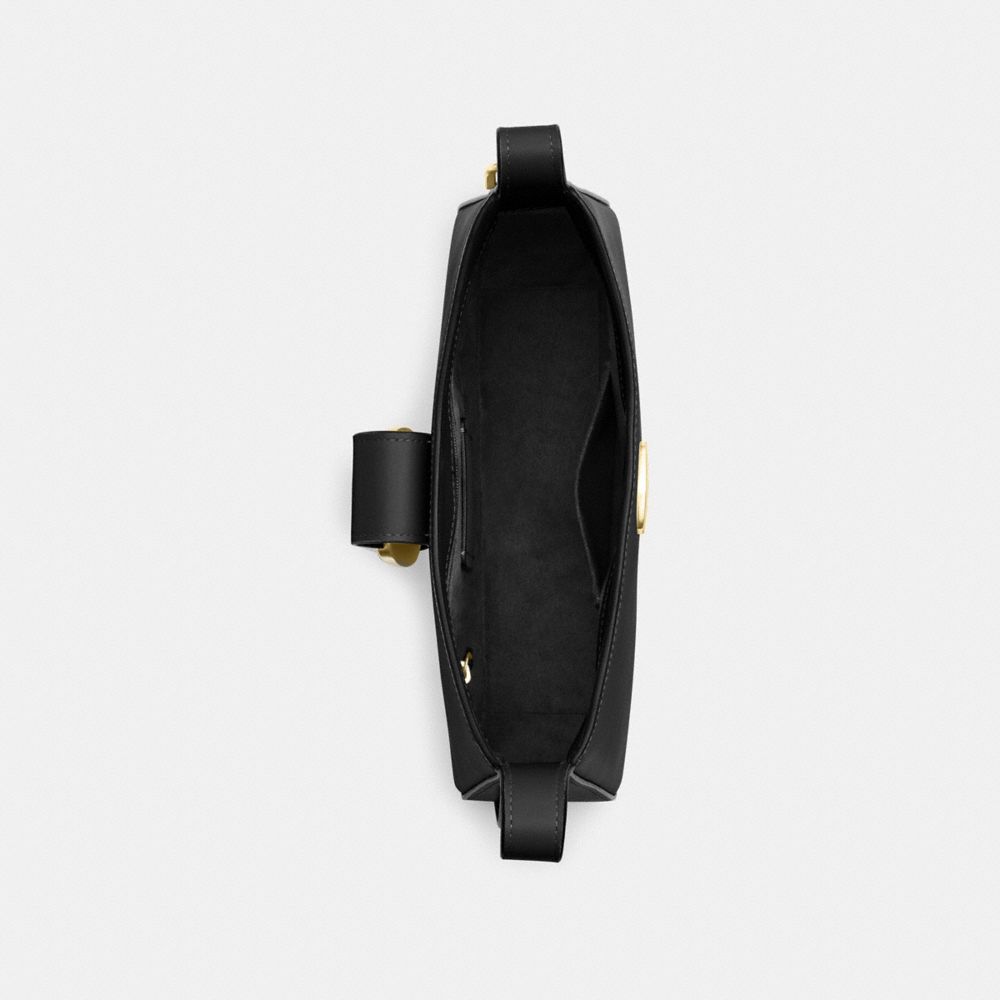 COACH®,ELIZA SHOULDER BAG,Smooth Leather,Medium,Gold/Black,Inside View,Top View