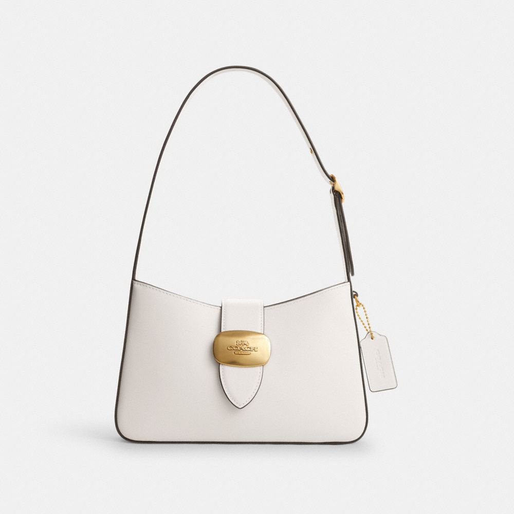 COACH®,PORTÉ-ÉPAULE ELIZA,Cuir lisse,Or/Craie,Front View