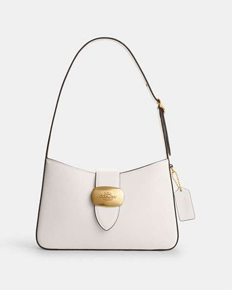 COACH®,ELIZA SHOULDER BAG,Smooth Leather,Medium,Gold/Chalk,Front View