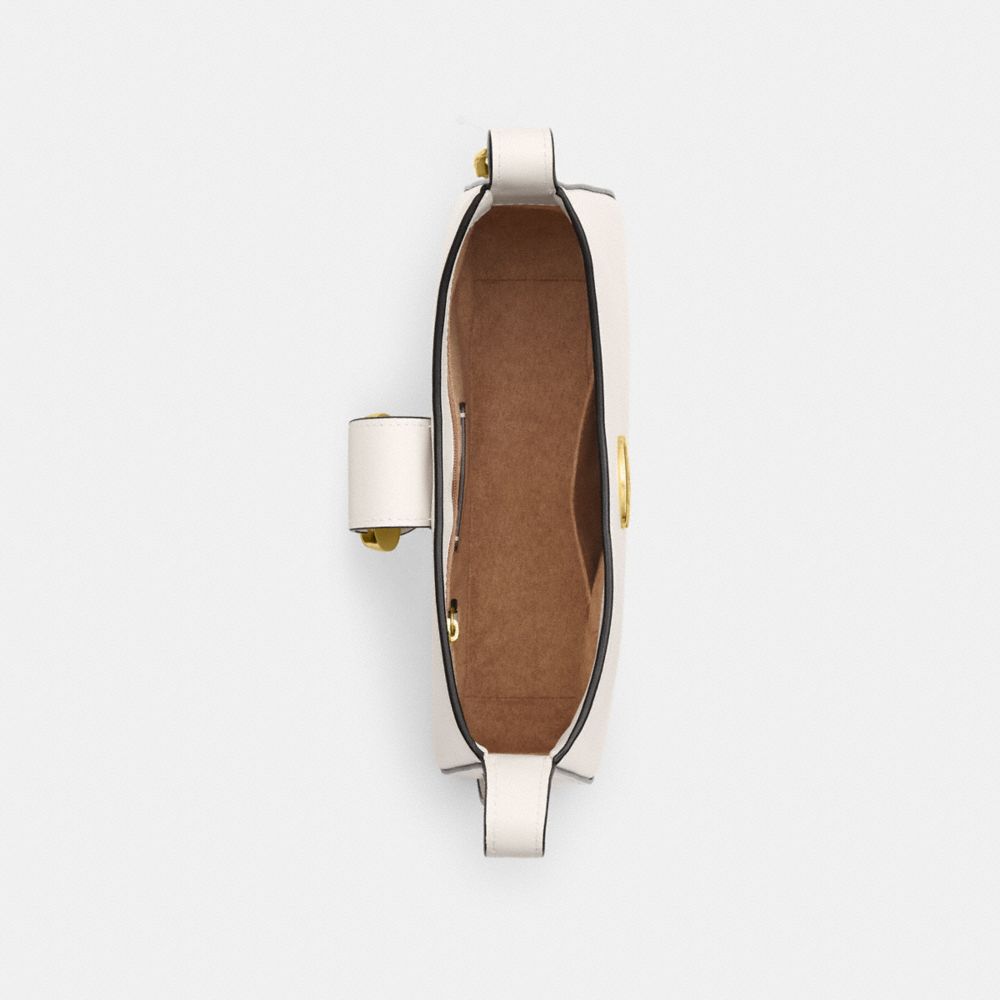 COACH®,Eliza Shoulder Bag,Calfskin Leather,Hobo,Logo,Gold Metal,Casual,White,Inside View,Top View