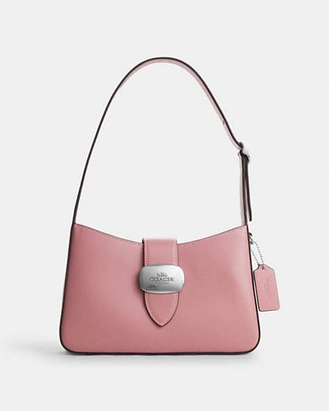 COACH®,ELIZA SHOULDER BAG,Smooth Leather,Medium,Silver/True Pink,Front View