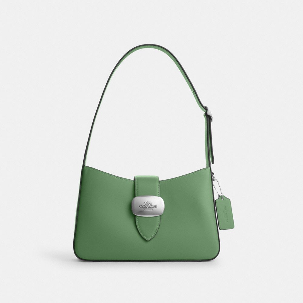 COACH®,ELIZA SHOULDER BAG,Smooth Leather,Medium,Silver/Soft Green,Front View