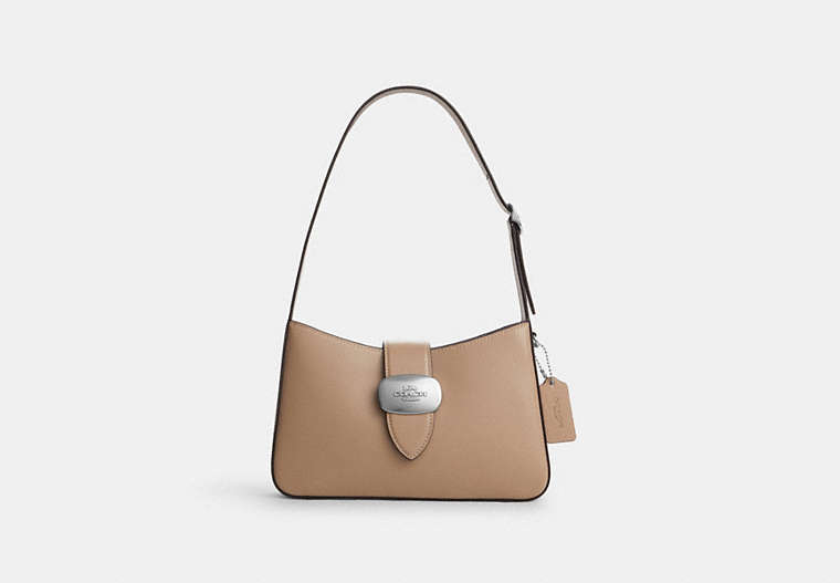 COACH®,ELIZA SHOULDER BAG,Smooth Leather,Medium,Silver/Taupe,Front View