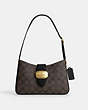 COACH®,ELIZA SHOULDER BAG IN SIGNATURE CANVAS,pvc,Medium,Gold/Brown Black,Front View