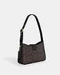 COACH®,ELIZA SHOULDER BAG IN SIGNATURE CANVAS,pvc,Medium,Gold/Brown Black,Angle View