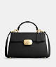 COACH®,ELIZA TOP HANDLE,Smooth Leather,Medium,Gold/Black,Front View
