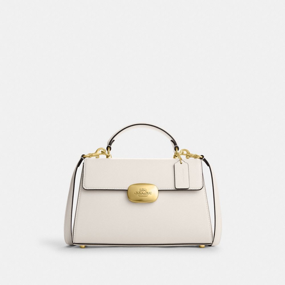COACH®,ELIZA TOP HANDLE,Smooth Leather,Medium,Gold/Chalk,Front View