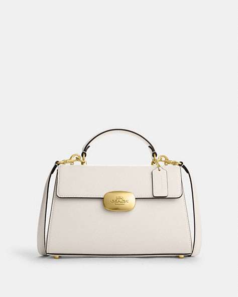 COACH®,ELIZA TOP HANDLE,Smooth Leather,Medium,Gold/Chalk,Front View