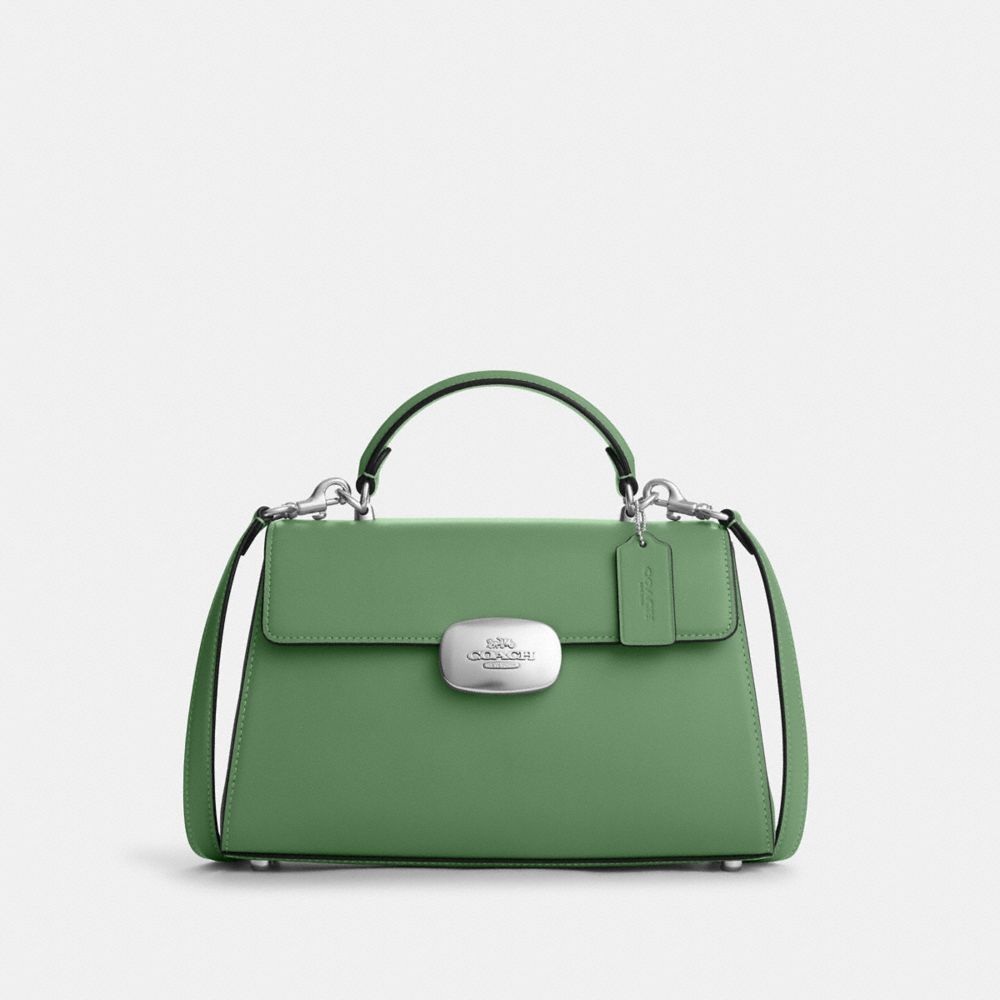 COACH®,ELIZA TOP HANDLE,Smooth Leather,Medium,Silver/Soft Green,Front View
