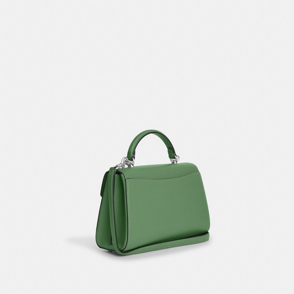 COACH®,ELIZA TOP HANDLE,Smooth Leather,Medium,Silver/Soft Green,Angle View