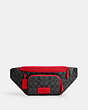 COACH®,TRACK BELT BAG IN COLORBLOCK SIGNATURE CANVAS,pvc,Medium,1 J/Charcoal/Bright Poppy,Front View