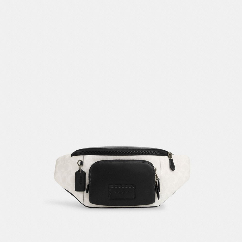 Track Belt Bag In Signature Canvas With Coach Patch Charcoal Sport Blu –  MUMUBRANDEDBAG