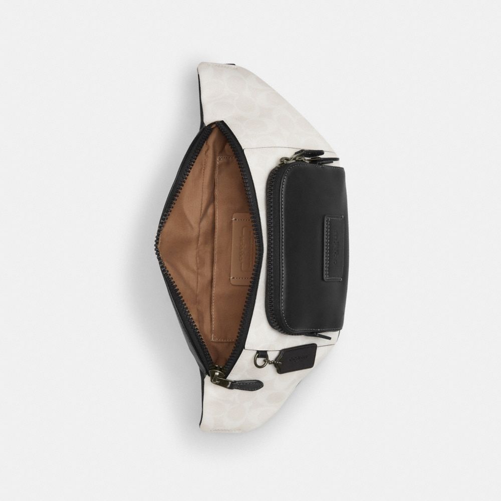 COACH®,Track Belt Bag In Colorblock Signature Canvas,Belt Bag,Color Block,Casual,White,Inside View,Top View